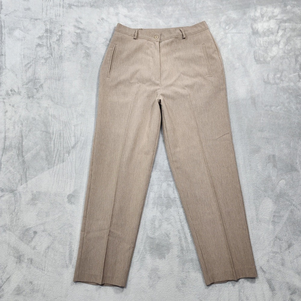 Vintage Alia Dress Pants Womens 12 Beige High Rise Ankle Twill Elastic Waist